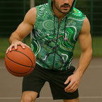 Melbourne Stars Sleeveless Zip Hoodie Indigenous Dot Art Superhero Batter Tribal Pattern