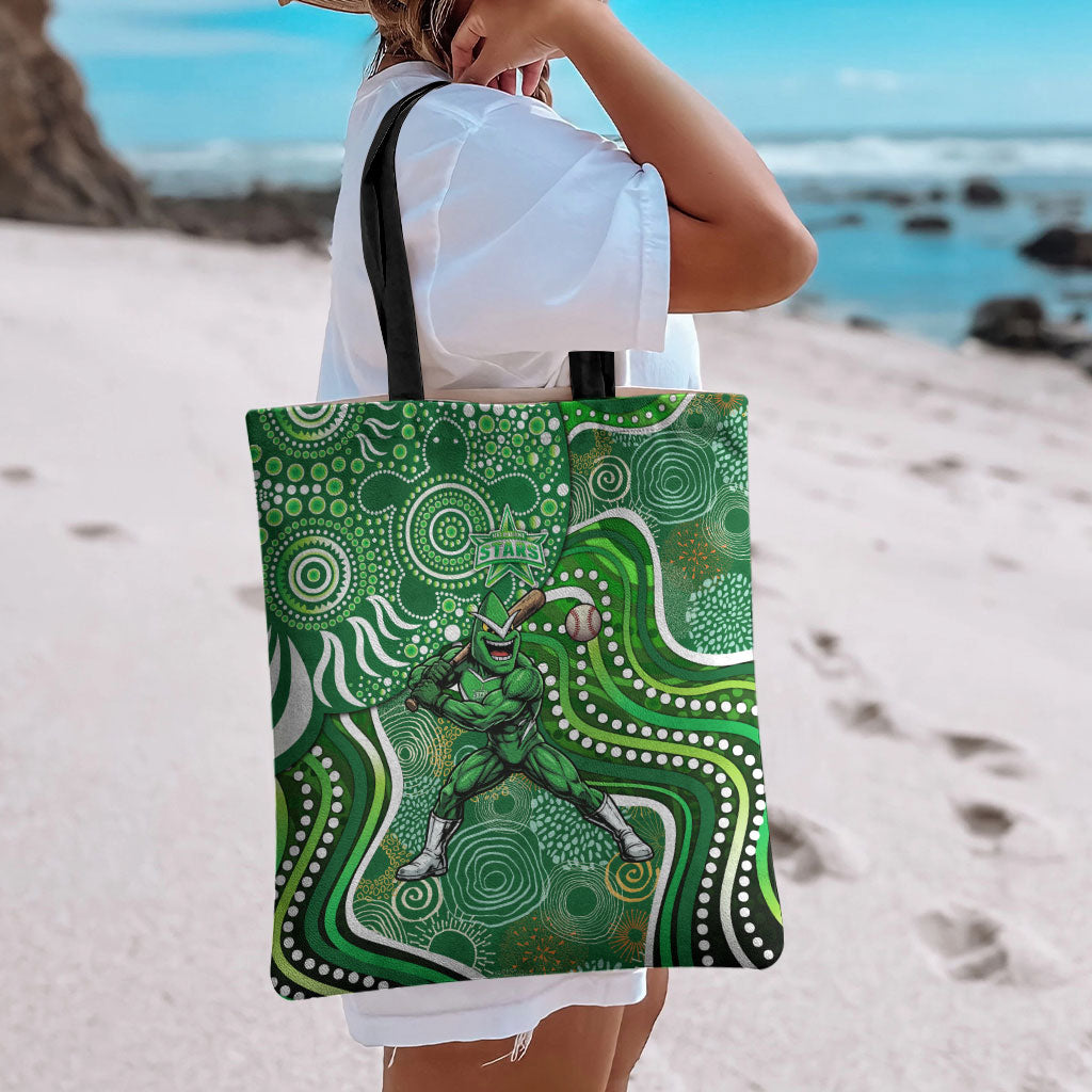 Melbourne Stars Tote Bag Indigenous Dot Art Superhero Batter Tribal Pattern