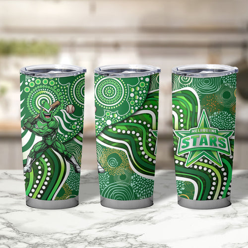 Melbourne Stars Tumbler Cup Indigenous Dot Art Superhero Batter Tribal Pattern