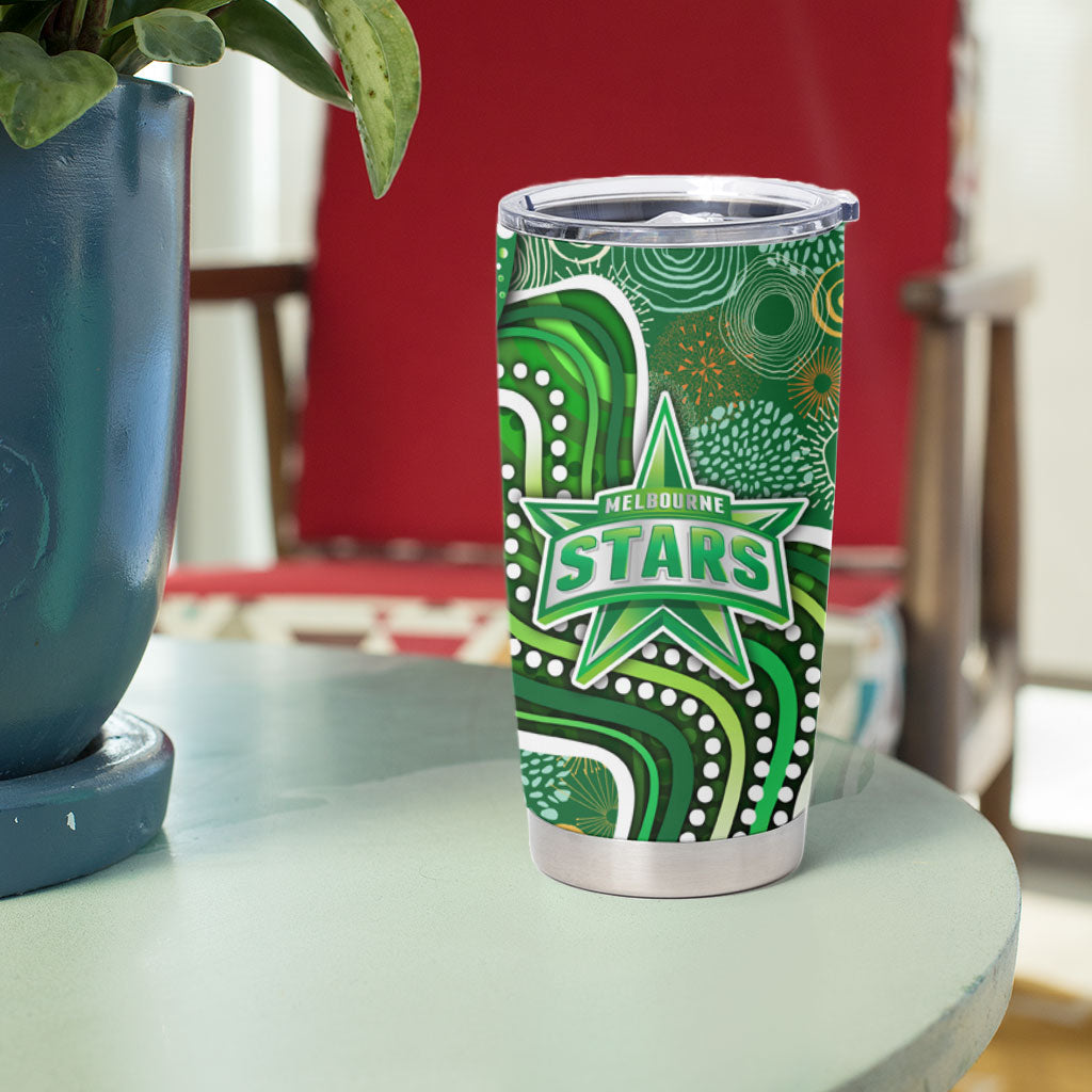 Melbourne Stars Tumbler Cup Indigenous Dot Art Superhero Batter Tribal Pattern