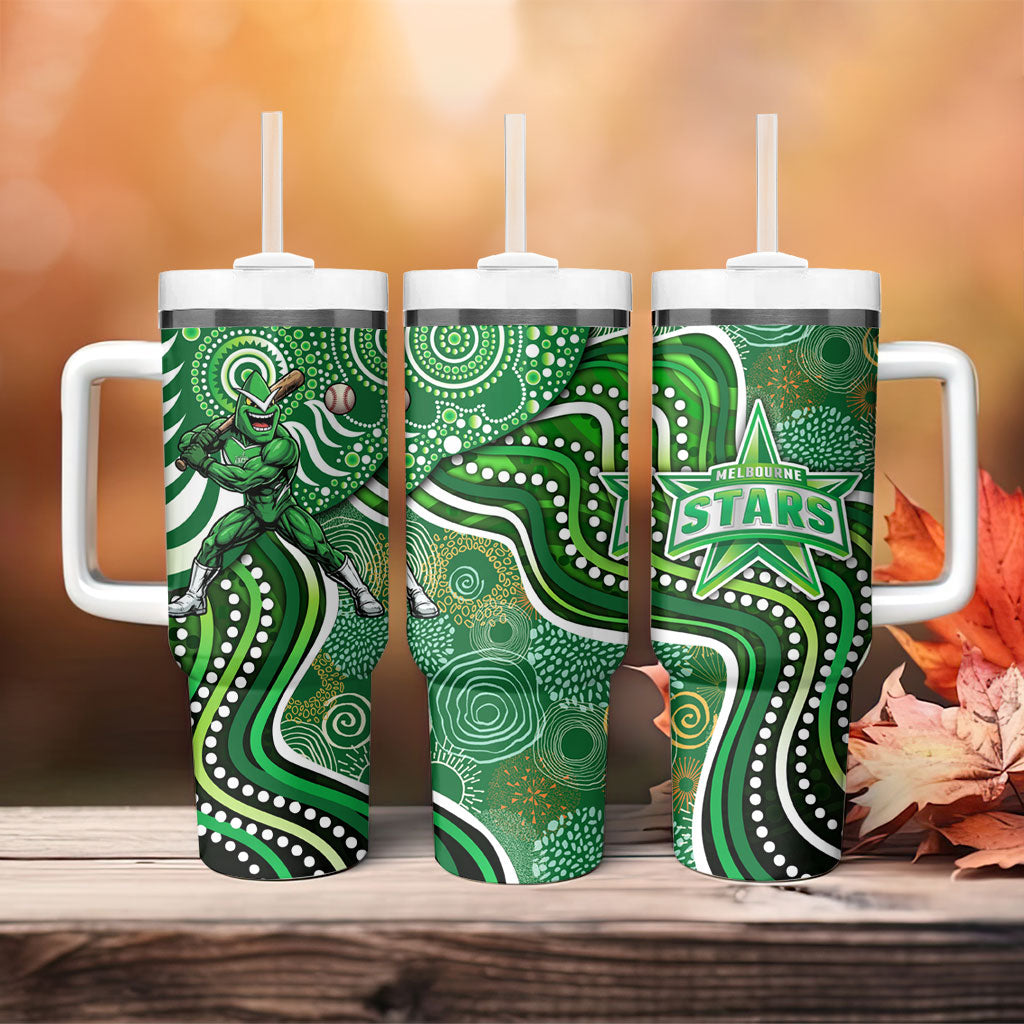 Melbourne Stars Tumbler With Handle Indigenous Dot Art Superhero Batter Tribal Pattern
