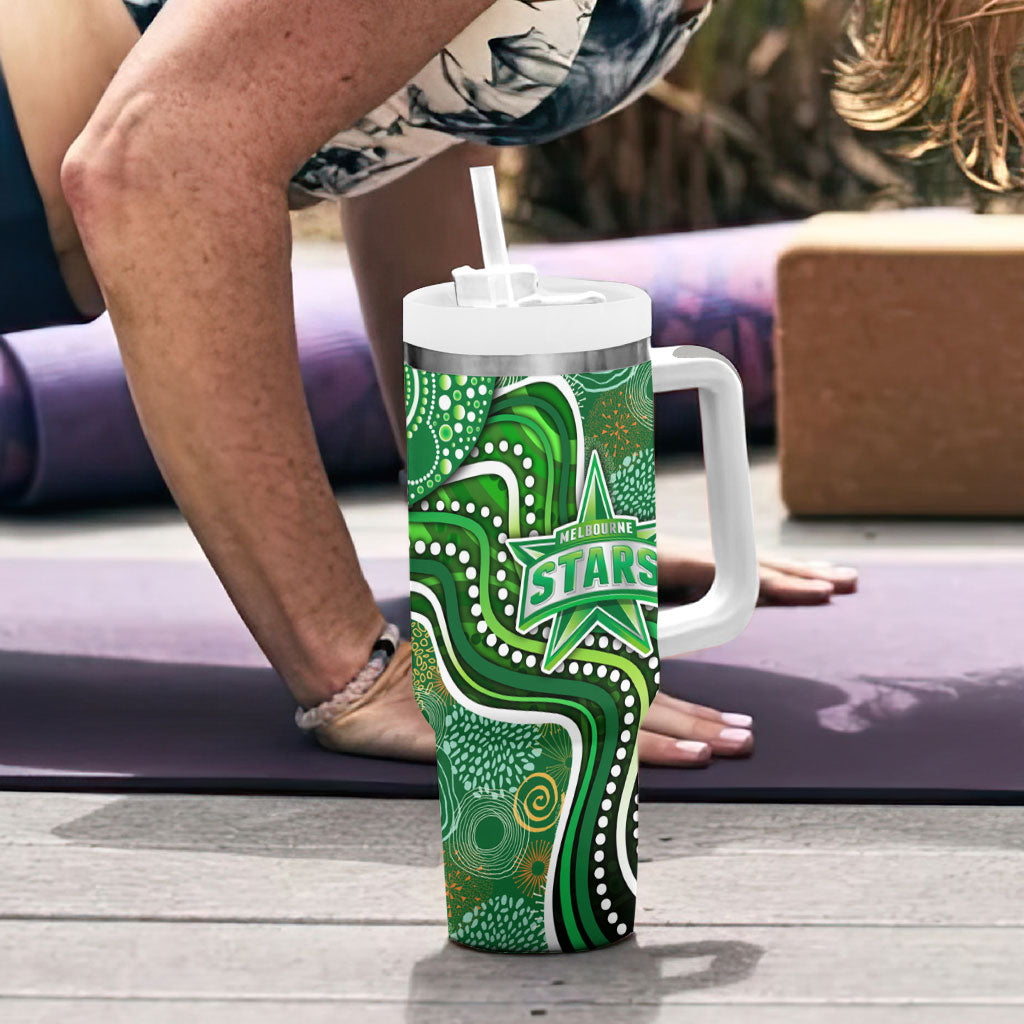 Melbourne Stars Tumbler With Handle Indigenous Dot Art Superhero Batter Tribal Pattern