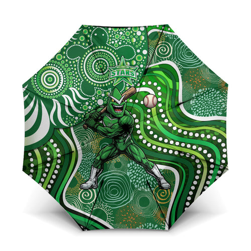 Melbourne Stars Umbrella Indigenous Dot Art Superhero Batter Tribal Pattern