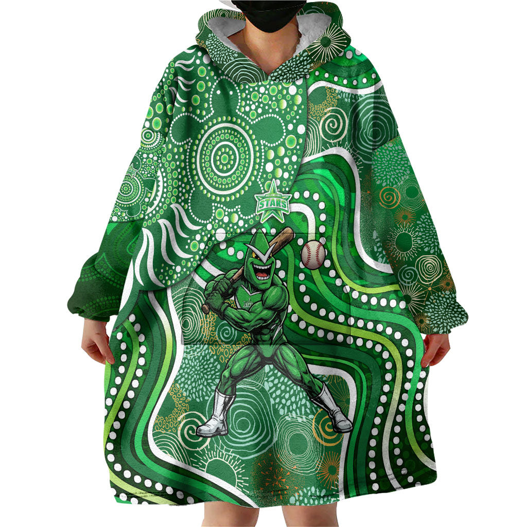 Melbourne Stars Wearable Blanket Hoodie Indigenous Dot Art Superhero Batter Tribal Pattern
