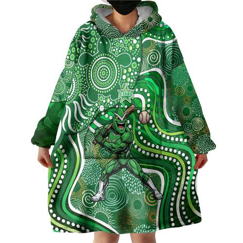 Melbourne Stars Wearable Blanket Hoodie Indigenous Dot Art Superhero Batter Tribal Pattern