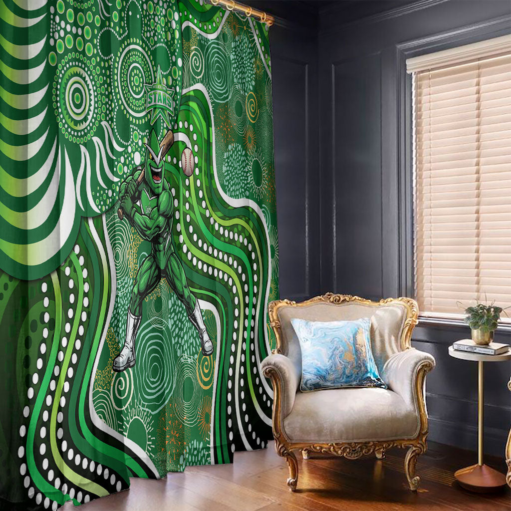 Melbourne Stars Window Curtain Indigenous Dot Art Superhero Batter Tribal Pattern