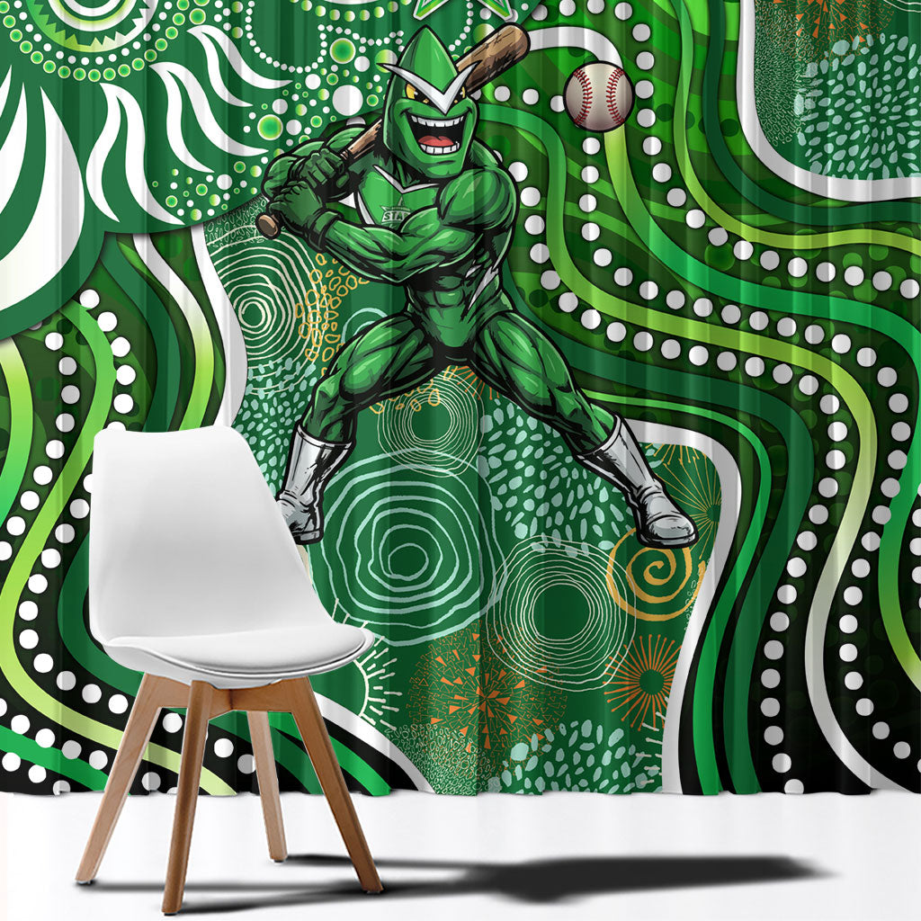 Melbourne Stars Window Curtain Indigenous Dot Art Superhero Batter Tribal Pattern