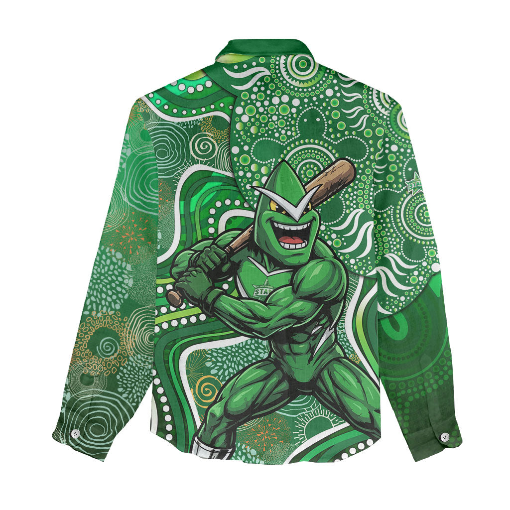 Melbourne Stars Women Casual Shirt Indigenous Dot Art Superhero Batter Tribal Pattern