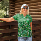 Melbourne Stars Women Polo Shirt Indigenous Dot Art Superhero Batter Tribal Pattern