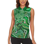 Melbourne Stars Women Sleeveless Polo Shirt Indigenous Dot Art Superhero Batter Tribal Pattern