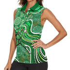 Melbourne Stars Women Sleeveless Polo Shirt Indigenous Dot Art Superhero Batter Tribal Pattern