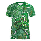 Melbourne Stars Women V-Neck T-Shirt Indigenous Dot Art Superhero Batter Tribal Pattern