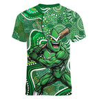 Melbourne Stars Women V-Neck T-Shirt Indigenous Dot Art Superhero Batter Tribal Pattern