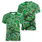 Melbourne Stars Women V-Neck T-Shirt Indigenous Dot Art Superhero Batter Tribal Pattern
