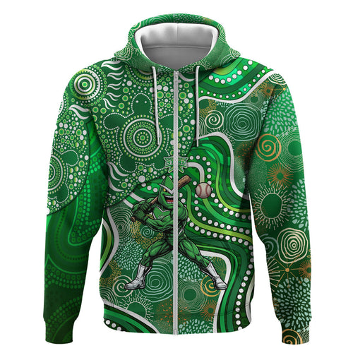 Melbourne Stars Zip Hoodie Indigenous Dot Art Superhero Batter Tribal Pattern