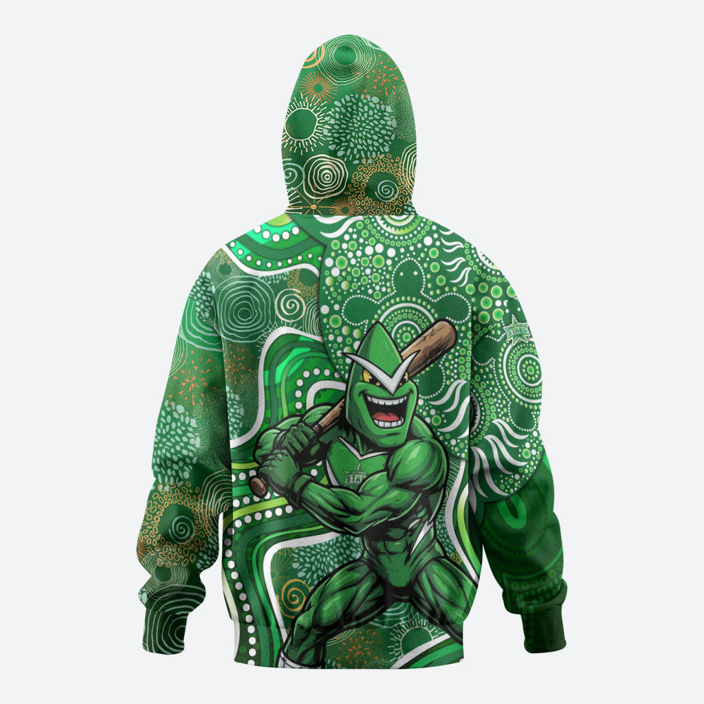 Melbourne Stars Zip Hoodie Indigenous Dot Art Superhero Batter Tribal Pattern