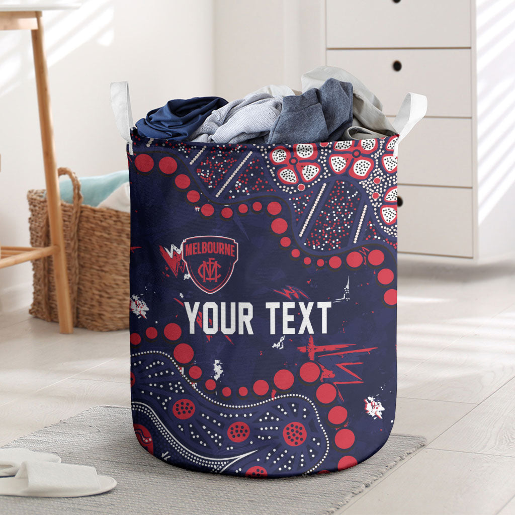 Personalized Melbourne Demons Laundry Basket Aboriginal Pattern with Graffiti Style