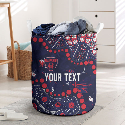 Personalized Melbourne Demons Laundry Basket Aboriginal Pattern with Graffiti Style