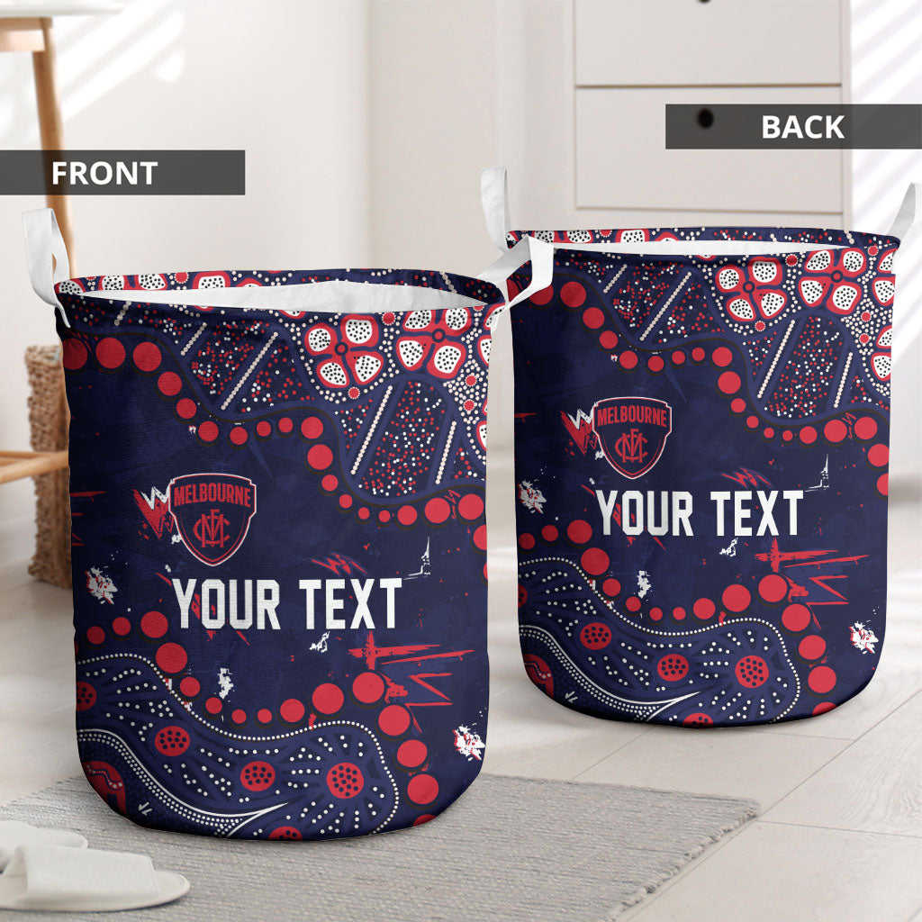 Personalized Melbourne Demons Laundry Basket Aboriginal Pattern with Graffiti Style
