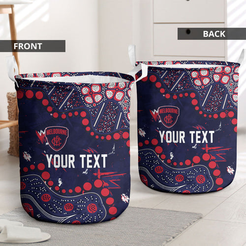 Personalized Melbourne Demons Laundry Basket Aboriginal Pattern with Graffiti Style