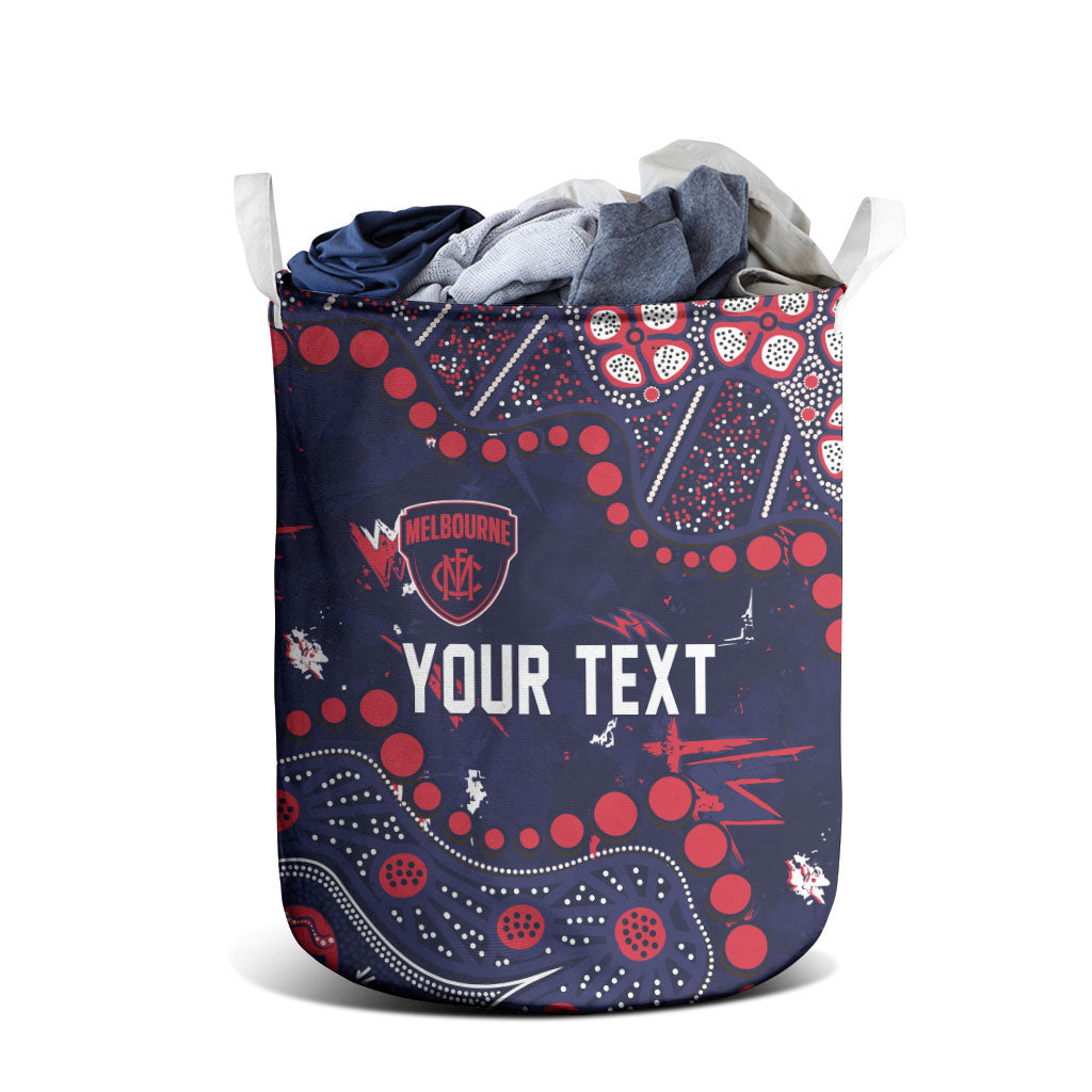 Personalized Melbourne Demons Laundry Basket Aboriginal Pattern with Graffiti Style