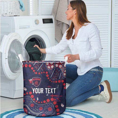 Personalized Melbourne Demons Laundry Basket Aboriginal Pattern with Graffiti Style