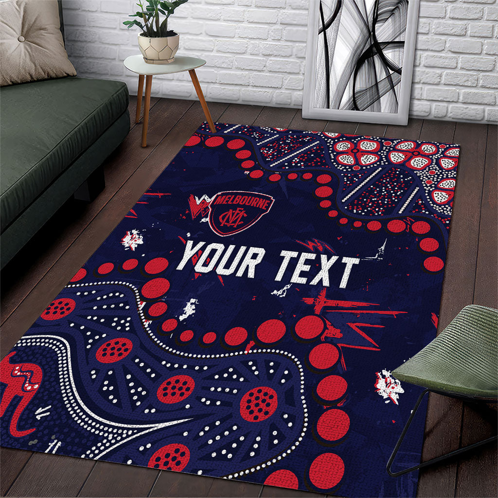 Personalized Melbourne Demons Area Rug Aboriginal Pattern with Graffiti Style