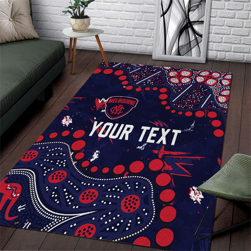 Personalized Melbourne Demons Area Rug Aboriginal Pattern with Graffiti Style
