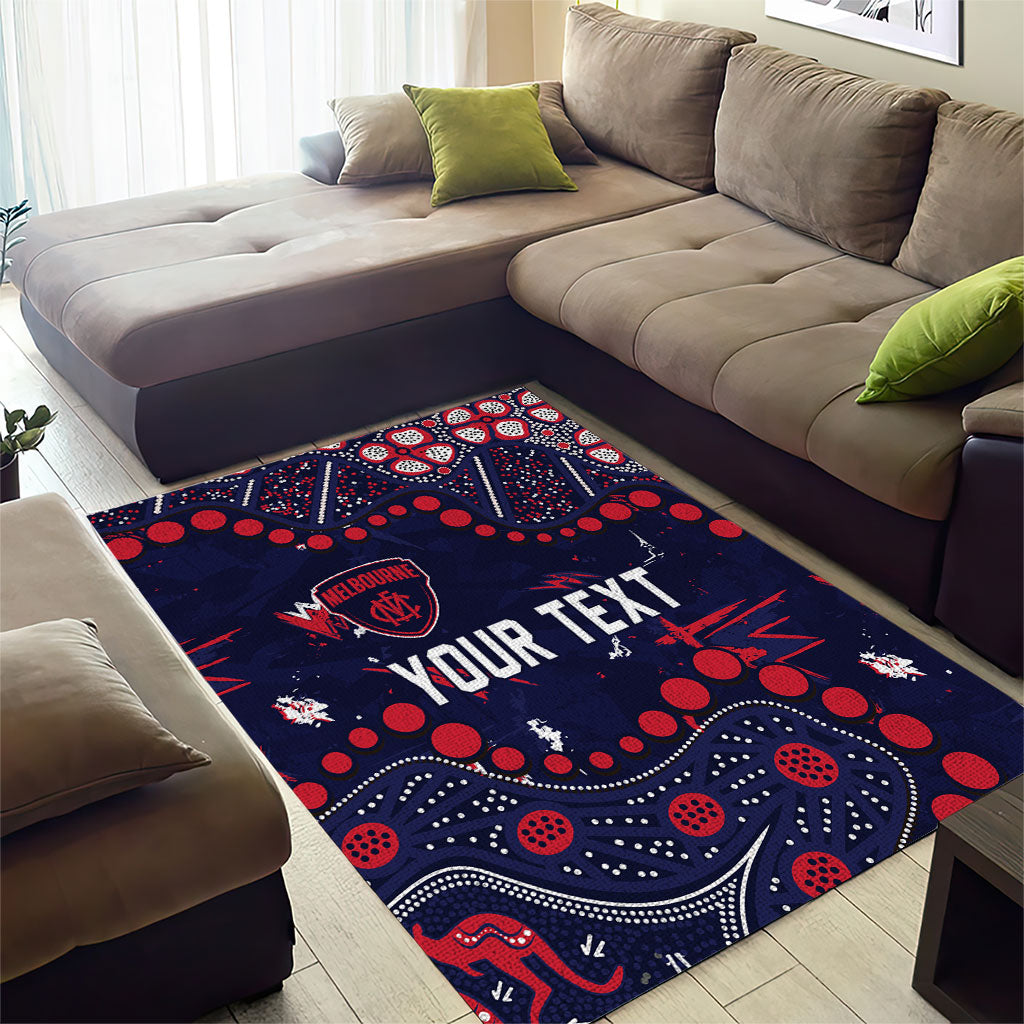Personalized Melbourne Demons Area Rug Aboriginal Pattern with Graffiti Style