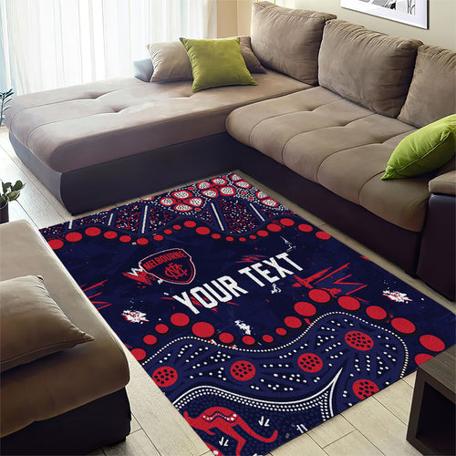 Personalized Melbourne Demons Area Rug Aboriginal Pattern with Graffiti Style