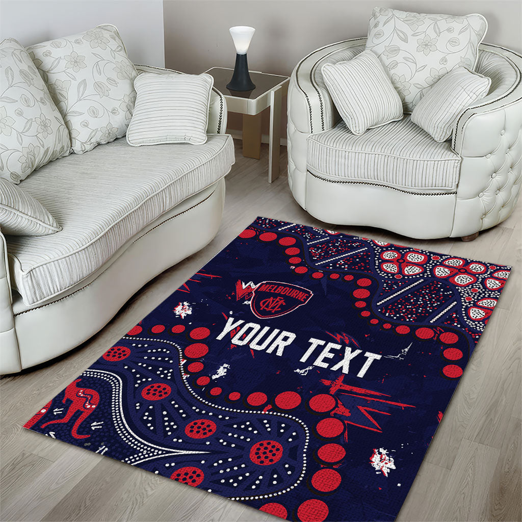 Personalized Melbourne Demons Area Rug Aboriginal Pattern with Graffiti Style