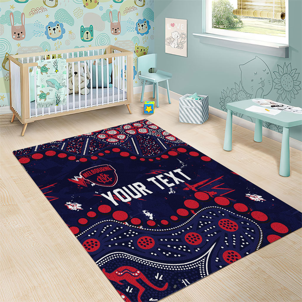 Personalized Melbourne Demons Area Rug Aboriginal Pattern with Graffiti Style