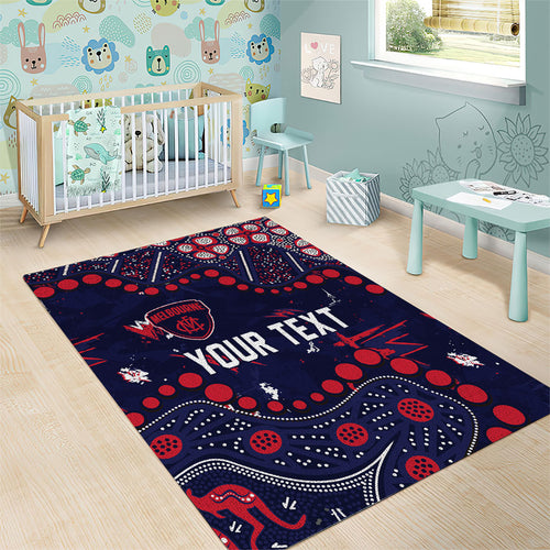 Personalized Melbourne Demons Area Rug Aboriginal Pattern with Graffiti Style