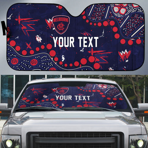 Personalized Melbourne Demons Auto Sun Shade Aboriginal Pattern with Graffiti Style