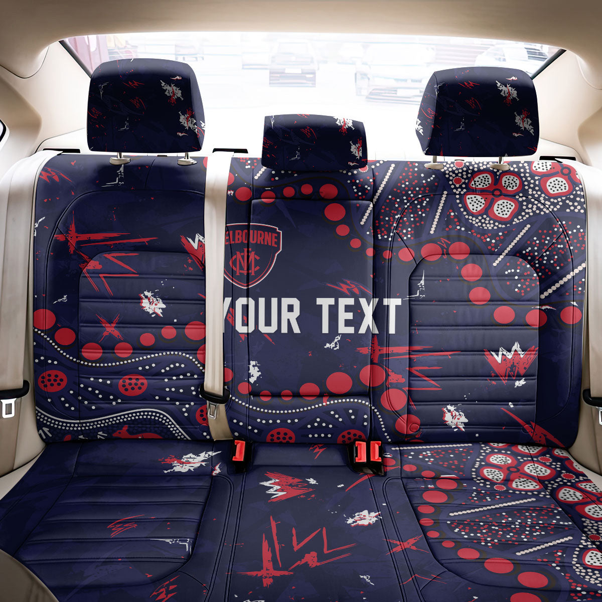 Personalized Melbourne Demons Back Car Seat Cover Aboriginal Pattern with Graffiti Style