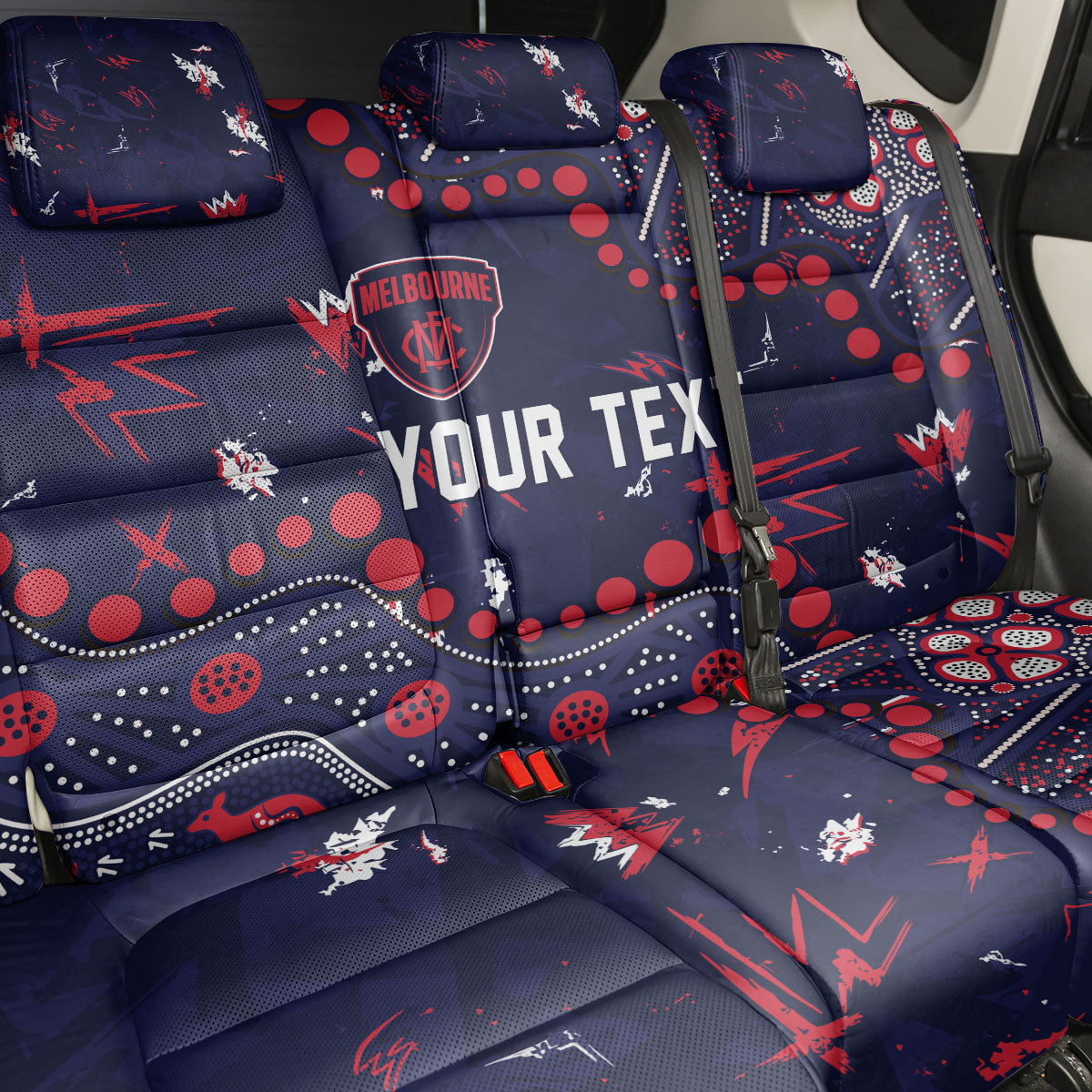 Personalized Melbourne Demons Back Car Seat Cover Aboriginal Pattern with Graffiti Style