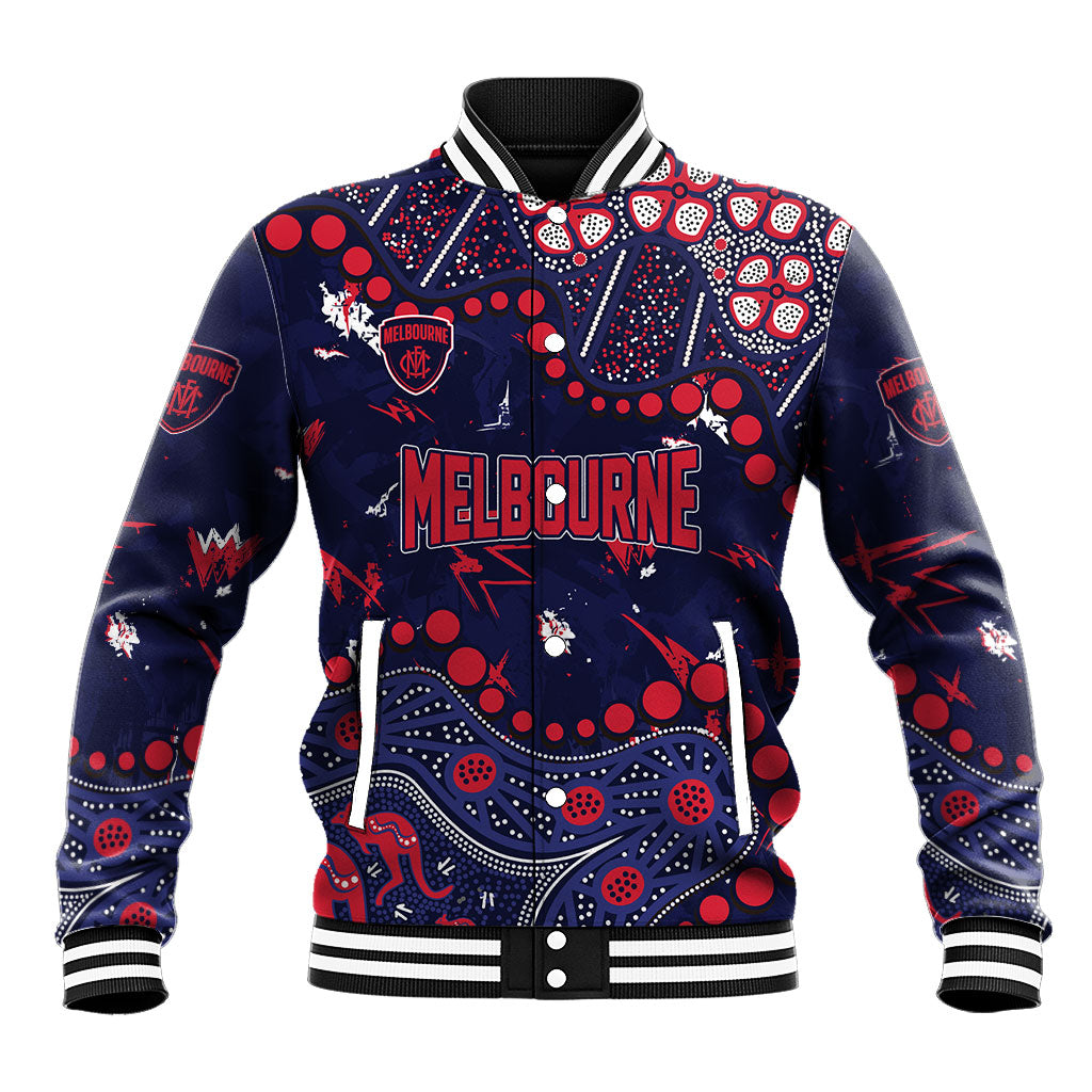 Personalized Melbourne Demons Baseball Jacket Aboriginal Pattern with Graffiti Style