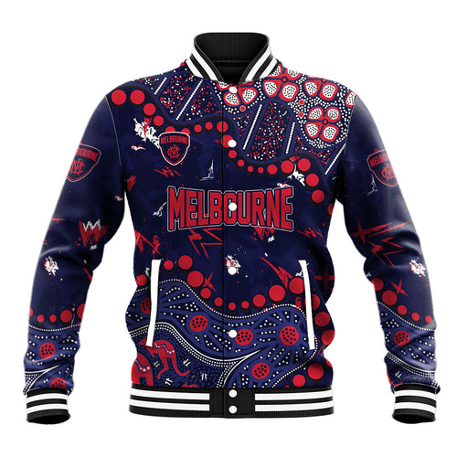 Personalized Melbourne Demons Baseball Jacket Aboriginal Pattern with Graffiti Style