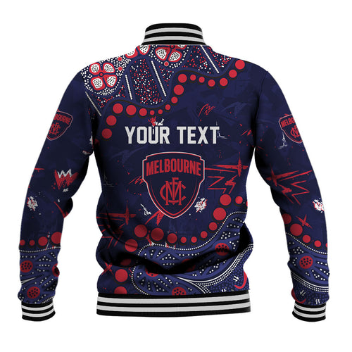 Personalized Melbourne Demons Baseball Jacket Aboriginal Pattern with Graffiti Style