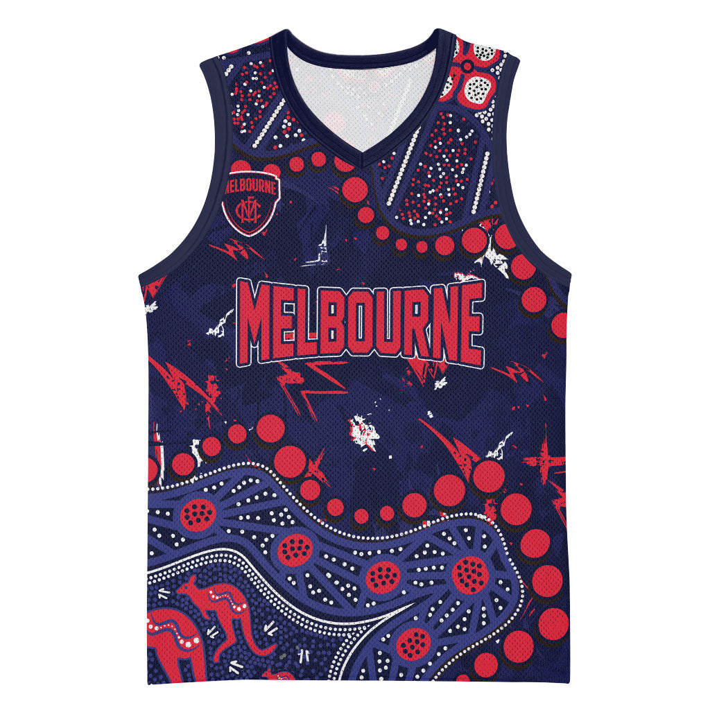 Personalized Melbourne Demons Basketball Jersey Aboriginal Pattern with Graffiti Style