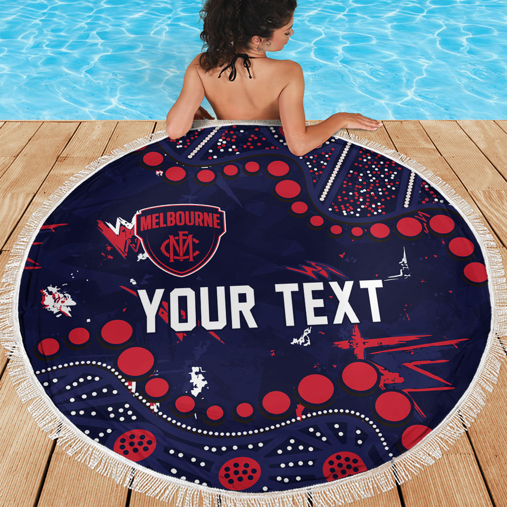 Personalized Melbourne Demons Beach Blanket Aboriginal Pattern with Graffiti Style