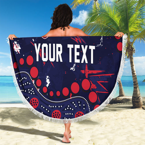 Personalized Melbourne Demons Beach Blanket Aboriginal Pattern with Graffiti Style
