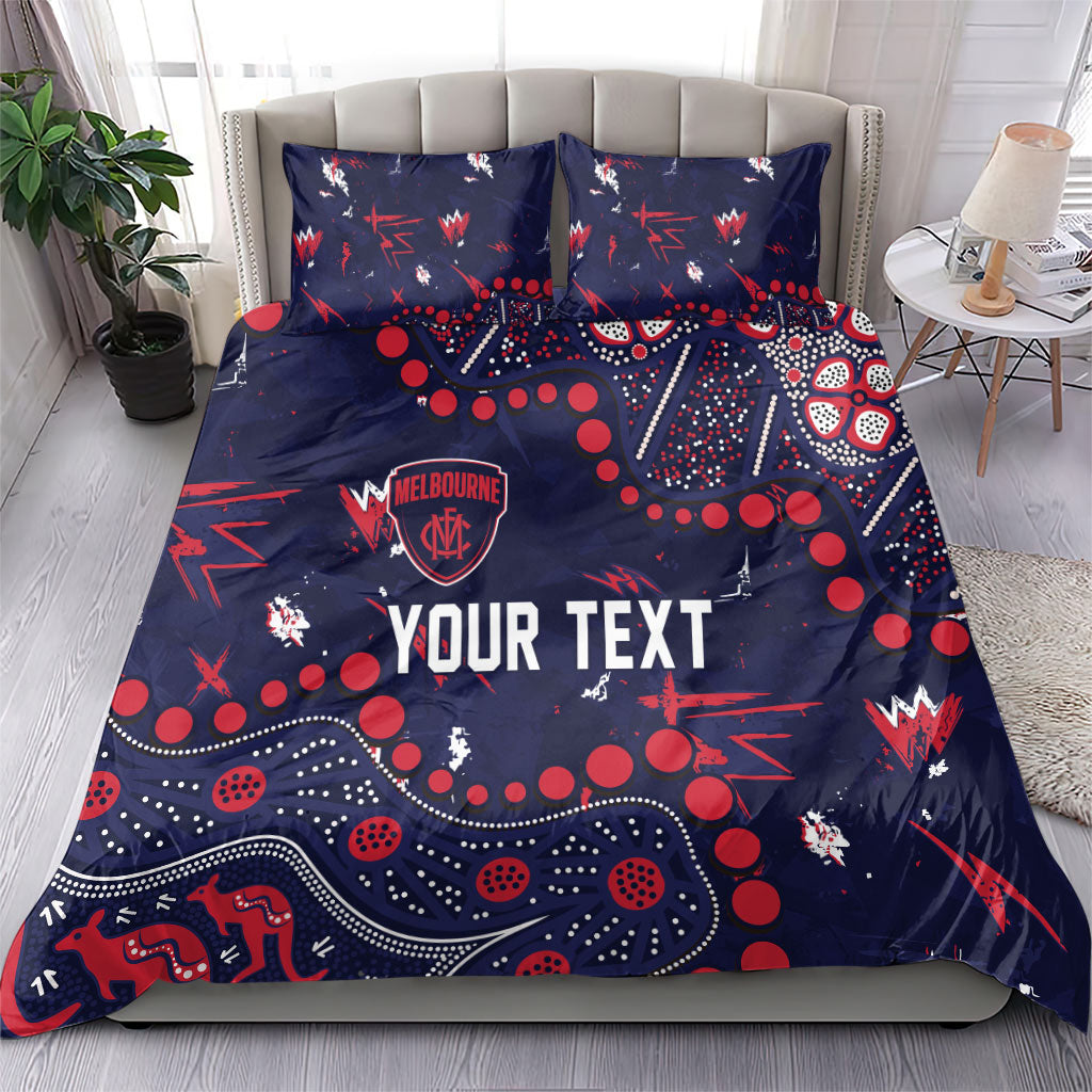 Personalized Melbourne Demons Bedding Set Aboriginal Pattern with Graffiti Style