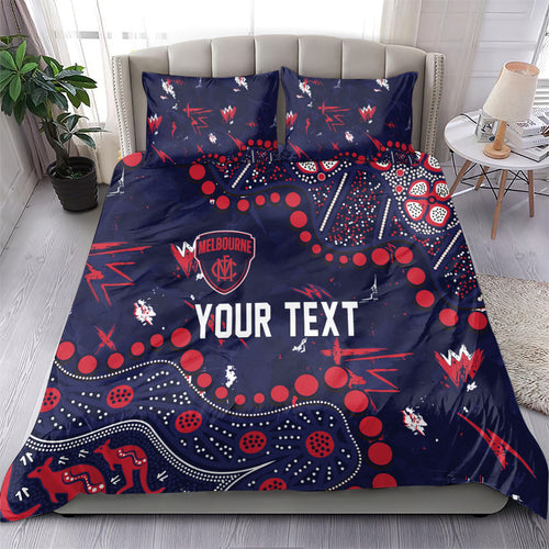 Personalized Melbourne Demons Bedding Set Aboriginal Pattern with Graffiti Style