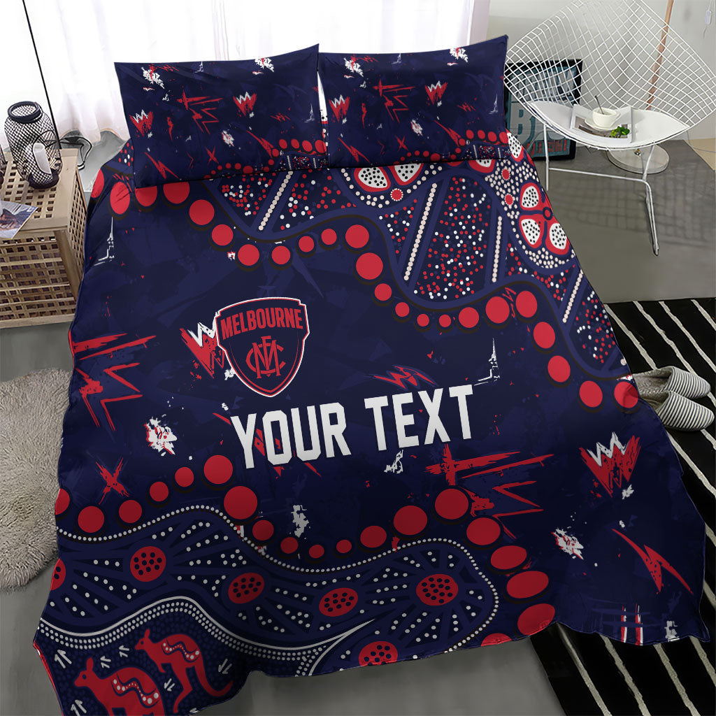 Personalized Melbourne Demons Bedding Set Aboriginal Pattern with Graffiti Style