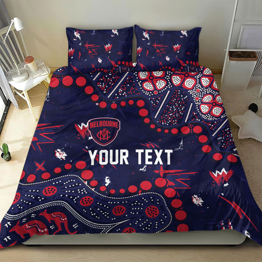 Personalized Melbourne Demons Bedding Set Aboriginal Pattern with Graffiti Style