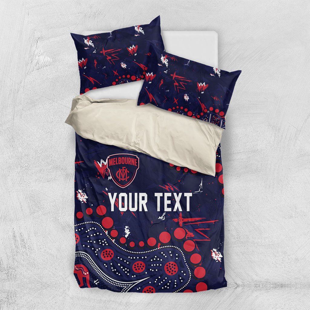 Personalized Melbourne Demons Bedding Set Aboriginal Pattern with Graffiti Style