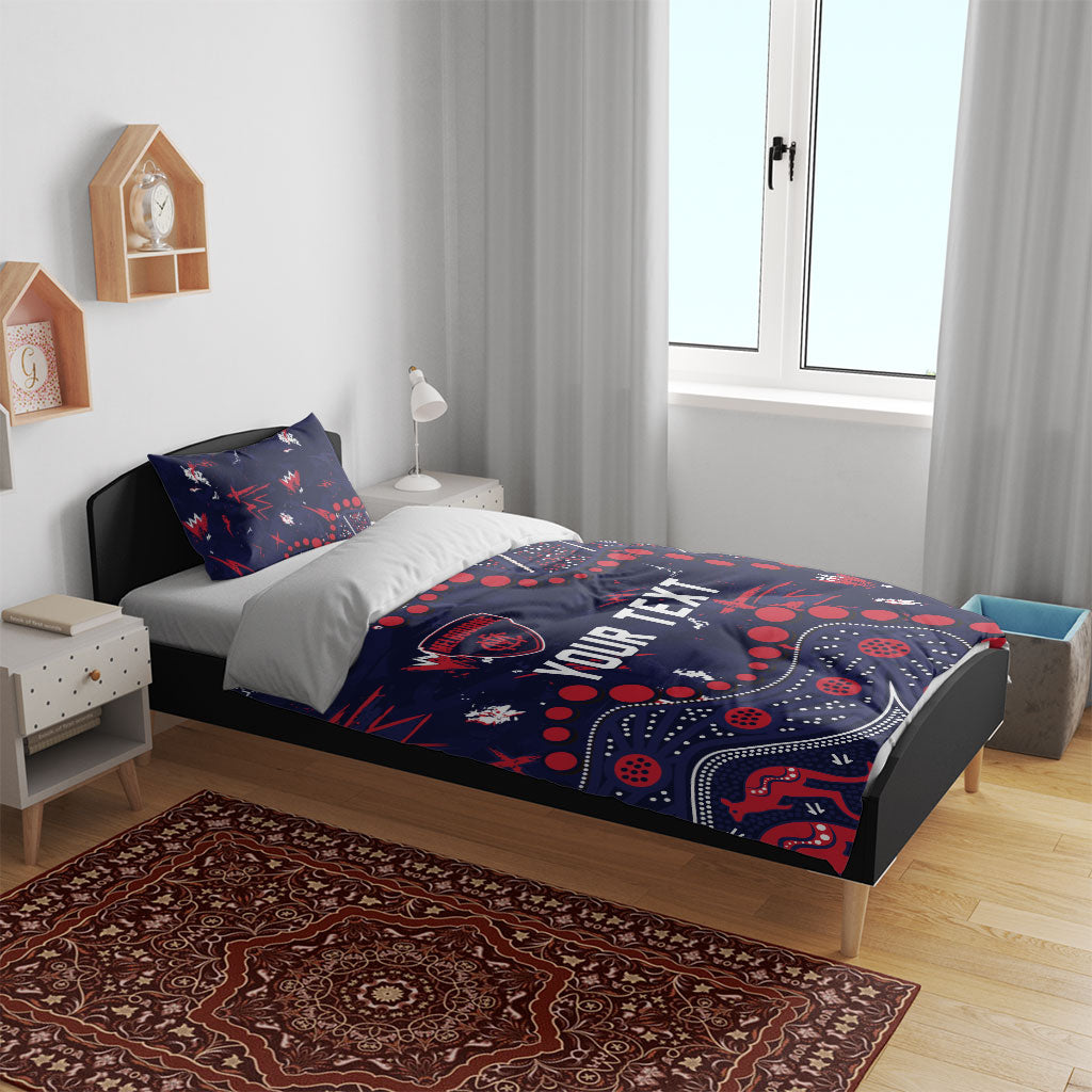 Personalized Melbourne Demons Bedding Set Aboriginal Pattern with Graffiti Style