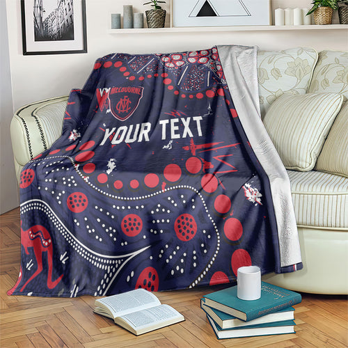 Personalized Melbourne Demons Blanket Aboriginal Pattern with Graffiti Style