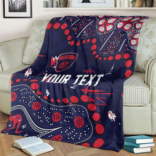 Personalized Melbourne Demons Blanket Aboriginal Pattern with Graffiti Style